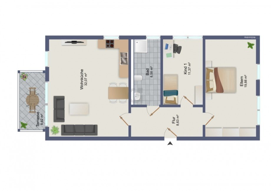 Grundriss 1. und 2. OG rechts Etagenwohnung D�ren