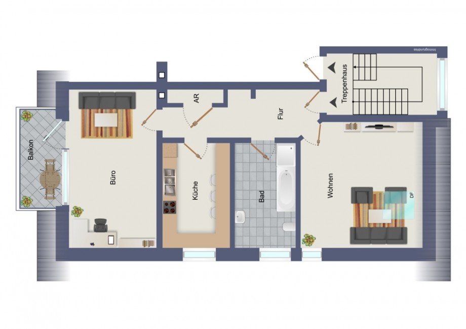 Grundriss Wohnung DG links Dachgeschosswohnung Merzenich / Golzheim