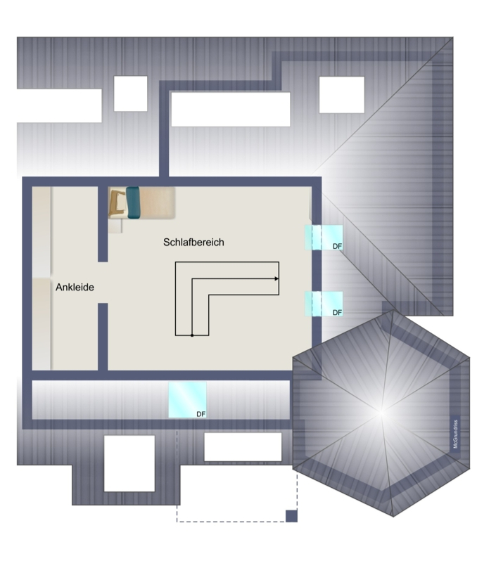 Grundriss Spitzboden (beispielhaft) Maisonettewohnung Merzenich
