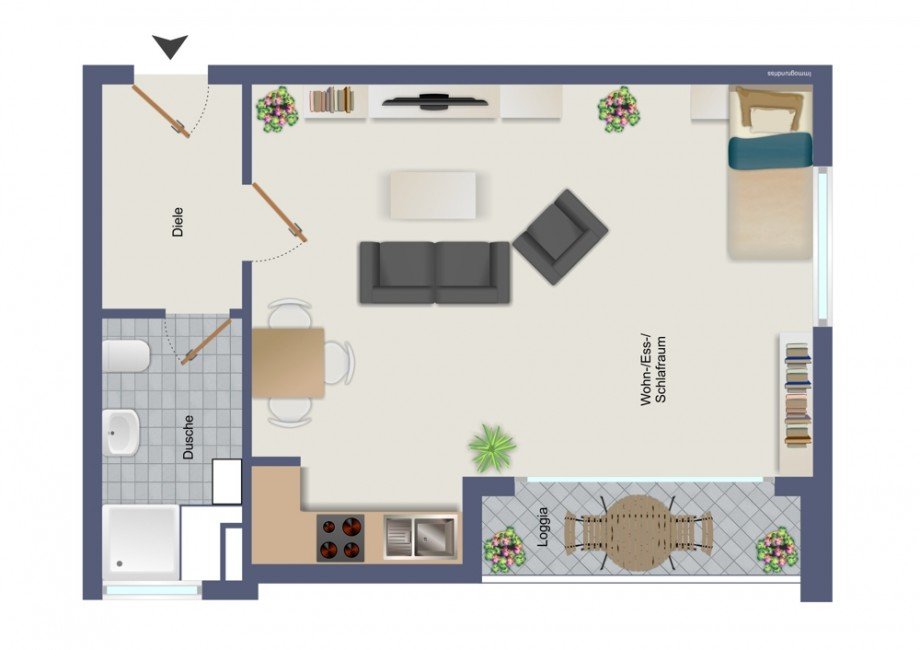 Grundriss 3.OG li. vo. Etagenwohnung D�ren
