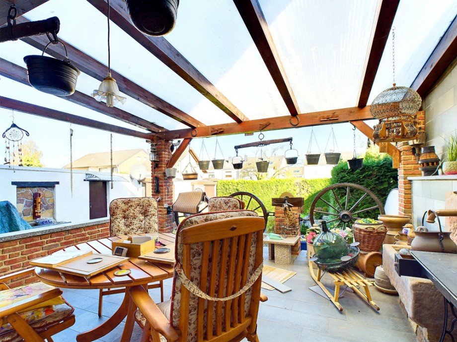 Terrasse Doppelhaush�lfte D�ren