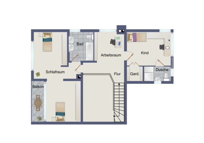 Obergeschoss Doppelhaush�lfte D�ren