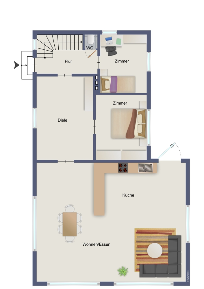 Grundriss EG Einfamilienhaus H�rtgenwald / Gey