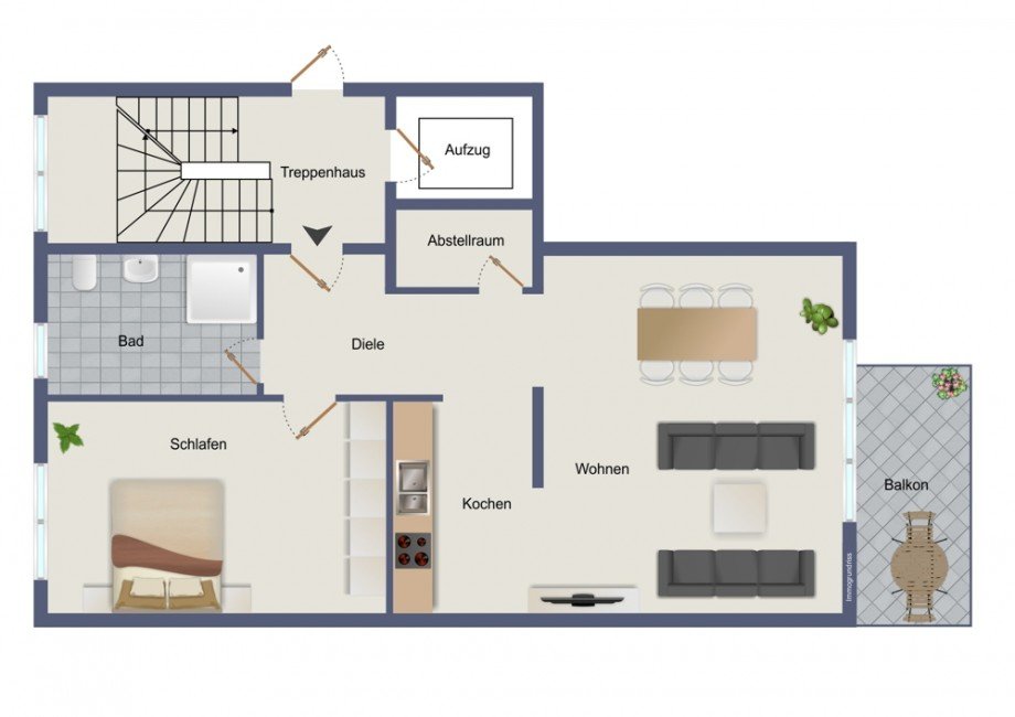Grundriss 2.OG re. Etagenwohnung D�ren / Niederau